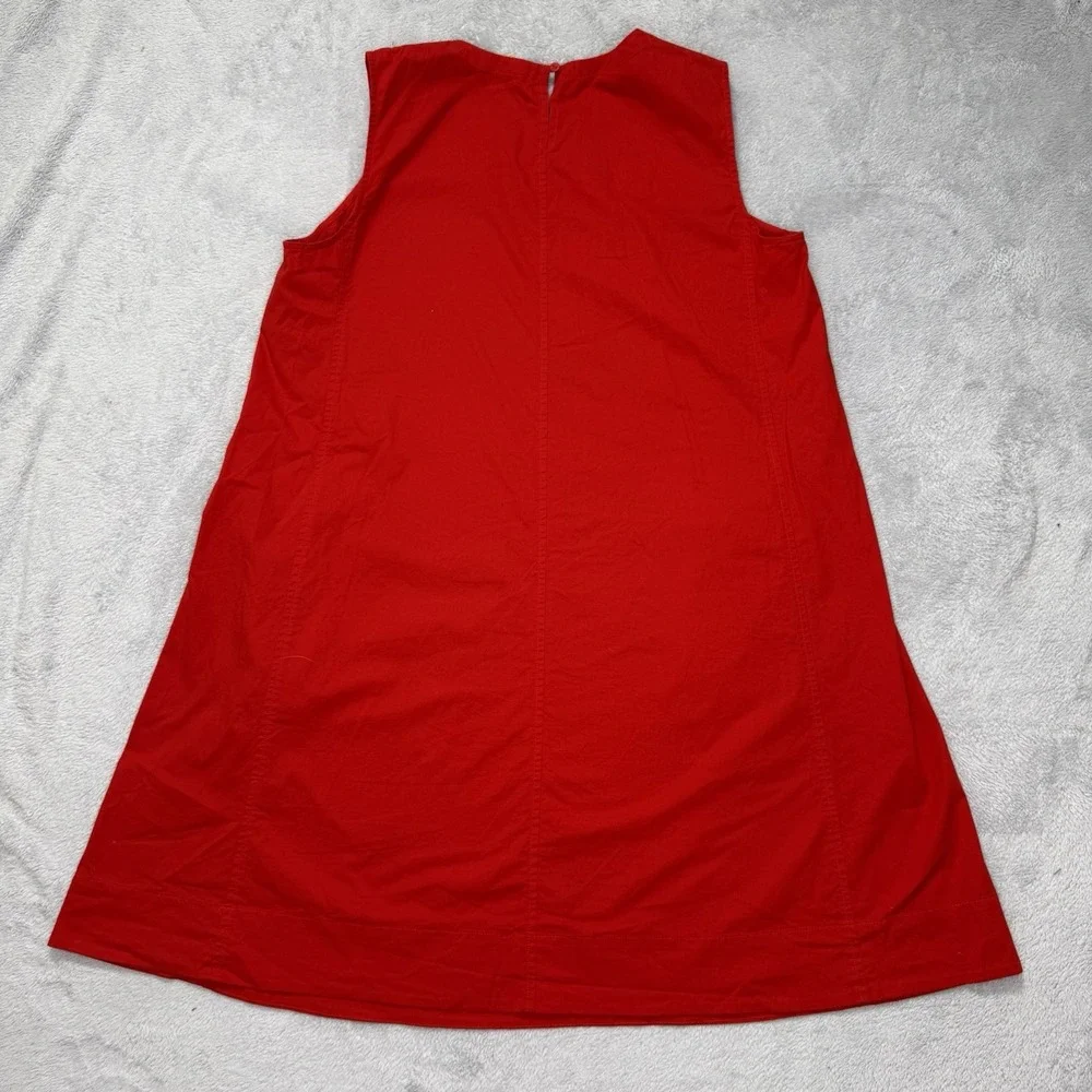 Eileen Fisher Women's Medium Red Sleeveless A-Line Shift Dress Pockets